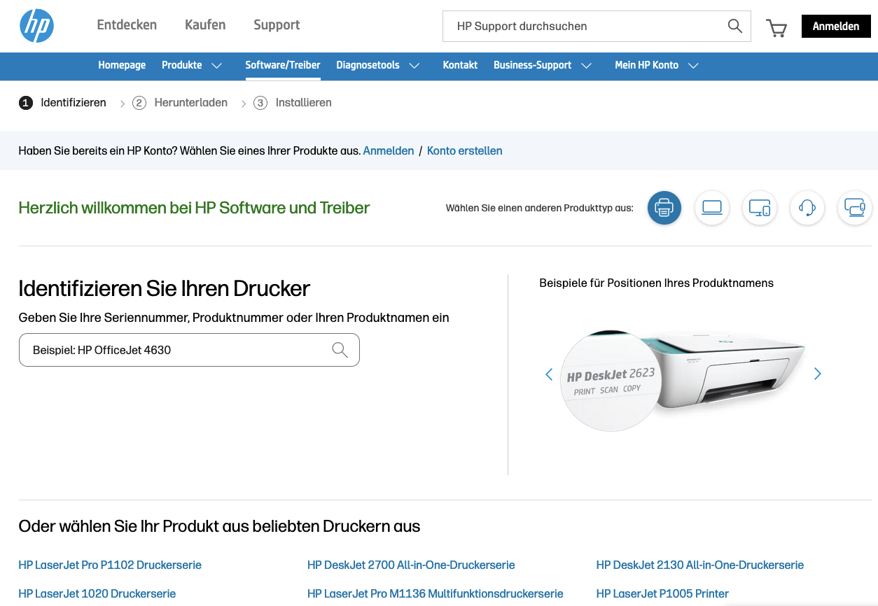 HP Treiber Support